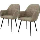 ECD Germany Esszimmerstuhl Kunstleder Olive 2er Set
