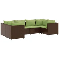 vidaXL 6-tlg Garten-Lounge-Set mit Kissen Braun Poly Rattan Modell 23