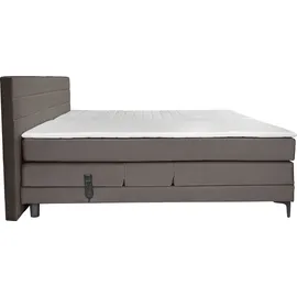 Alina Boxspringbett ALINA "Powell", braun (braungrau gcp 84), B:172cm L:212cm, Chenille GCP (100% Polyester), Komplettbetten, Boxspringbett, inkl. Motor, Matratze und Topper, in unterschiedlichen Ausführungen