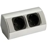 Kalb Material Für Möbel Ecksteckdosenleiste 2-fach Silber/Schwarz 2 St.