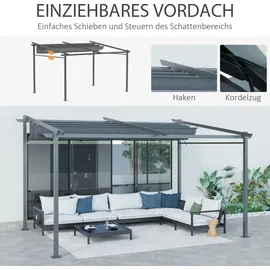 Outsunny Pergola 397 x 295 x 230 cm dunkelgrau