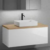 neoro n50 Unterschrank B: 120 cm mit 1 Auszug, Waschtisch B: 58 cm weiß matt, B: 120.5 BN0065WM+BN0434WH+BN0404W1