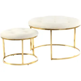 Kayoom Hocker Becky 825 2er-Set Kunststoff 60 x 41 x 60 cm Elfenbein/Gold