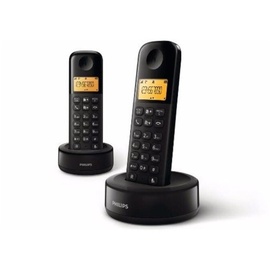 Philips Kabelloses Telefon Philips D1602B/01 1,6" 300 mAh GAP (2 pcs) Schwarz