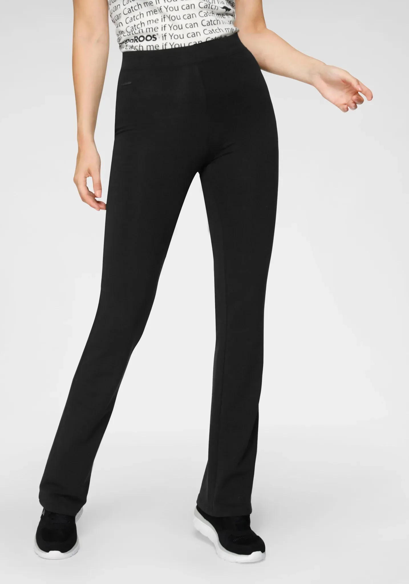 Jazzpants KANGAROOS, Damen, Gr. 40, N-Gr, schwarz, Jersey, Obermaterial: 95% Baumwolle, 5% Elasthan, unifarben, bequem lang, Hosen, mit hohem Stretch-Anteil sitzt wie eine zweite Haut