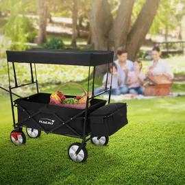 Hauki Bollerwagen faltbar schwarz inkl. 2x Netztaschen und 1x Außentasche
