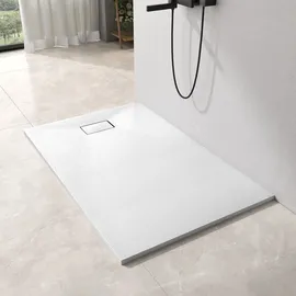 EMKE Duschwanne 120x90 cm Duschtasse Flach Anti-Rutsch SMC Duschwanne Zuschneidbar, Duschwannen Weiß Duschtassen