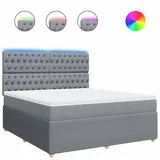 vidaXL Boxspringbett mit Matratze Hellgrau 180x200 cm Stoff