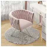 XDeer Stuhl Schminkstuhl, 1St, einzelner Schlafzimmer-Drehstuhl, Freizeit-Drehstuhl, vier Stützbeine aus Metall rosa