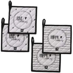 Topflappen 2tlg. COOKIES - schwarz