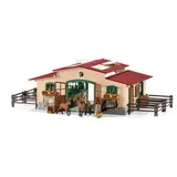 schleich 42195 FARM WORLD Stall mit Pferden und Zubehör, 96 Teile Pferdestall Spielset mit 2x schleich Pferde Figuren, 1x Reiterin-Figur & viel Zubehör, Spielzeug für Kinder ab 3 Jahren