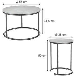Vicco Couchtisch-Set Ottawa Weiß Marmor-Optik 2 Teile