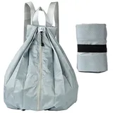 Allayu Leichter Nylon Rucksack für Reisen und Wandern, wasserdichter, faltbarer Schulrucksack für den Außenbereich, leichter, faltbarer Rucksack, hellgrau