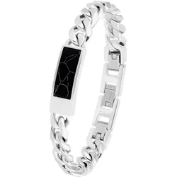 s.Oliver Herren Armband 2034936 Edelstahl mit synth. Schmuckstein schwarz