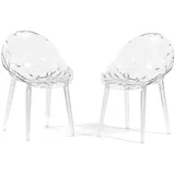 rattatan Set aus 2 transparenten Stühlen Polycarbonat