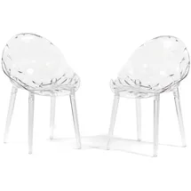 rattatan Set aus 2 transparenten Stühlen Polycarbonat
