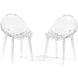 rattatan Set aus 2 transparenten Stühlen Polycarbonat
