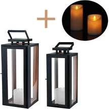 Marrakesch Orient & Mediterran Interior LED Laterne 38 cm/30 cm schwarz