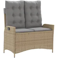 Furnicato Gartenbank Verstellbar mit Kissen Beige Poly Rattan