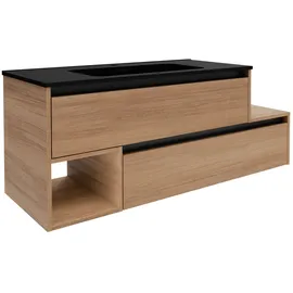 Fackelmann Waschbeckenunterschrank,inks Vita 128,5 cm x50 cm x46 cm Oak/Schwarz