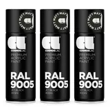 COSMOS LAC Sprühlack Sprühdose - 400ml - Sprühfarbe für den DIY-Bereich, geeignet für alle Oberflächen - Lackspray (3, RAL 9005 - schwarz matt)