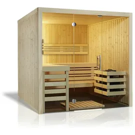 InfraWorld Sauna Panorama - Elementsauna mit Glasfront-210 x 210 cm-Ohne Ofen/Steuerung
