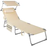 Tectake tectake® Sonnenliege, klappbar, 4-fach verstellbare Rückenlehne mit Seitentasche