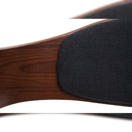 Mendler Esszimmerstuhl HWC-H46, Küchenstuhl, höhenverstellbar Drehmechanismus Bugholz Walnuss-Optik, Stoff dunkelgrau