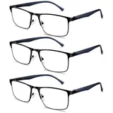 LITIMA 3 STÜCKE Lesebrille Herren Mit Blaulichtfilter, Blaulicht Herren Lesebrille, Feder Scharnier Lesebrillen Sehhilfe Augenoptik Brille