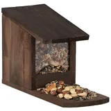 Relaxdays Eichhörnchen Futterhaus zum Stellen Dunkelbraun,Transparent