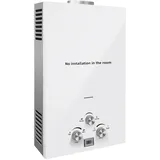 LPG Gas Durchlauferhitzer 18L Warmwasserbereiter Gas 36KW Flüssiggas-Warmwasserbereiter für Badezimmer LPG Warmwasserbereiter Tankless Instant Boiler Heißwasserbereiter (18L Weiß)