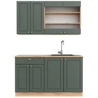 Vicco Küchenzeile Fame-Line 140 cm Eiche Grün-Gold