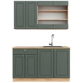 Vicco Küchenzeile Fame-Line 140 cm Eiche Grün-Gold