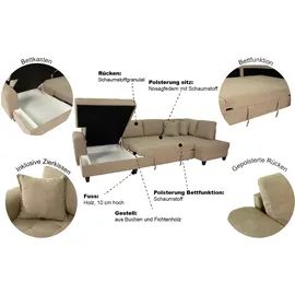 trends by hg Wohnlandschaft Polyester U-Form 3-Sitzer Braun
