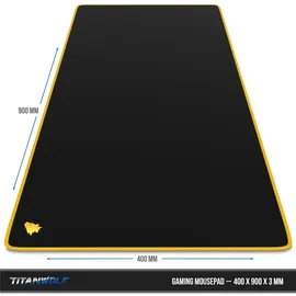 Titanwolf Gaming Mauspad, XXL Speed Gaming Mousepad / Extragroße Fläche von 900 x 400mm, Kopf gelb