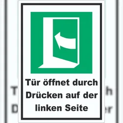 Tür öffnet durch Drücken auf der linken Seite Aufkleber A1 (594x841mm)
