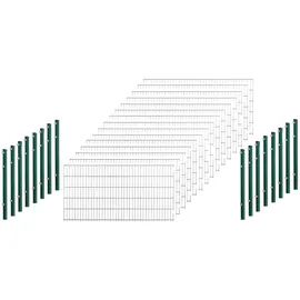 PEDDY SHIELD Doppelstabmattenzaun 15 Matten + 16 Pfosten 0,83 x 30 m grün