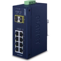 Planet IGS-1020TF Industrial Railmount Gigabit Switch, 8x RJ-45, 2x