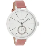 Oozoo Damenuhr mit Lederband XXL 48 mm Weiß/Rosa C10464