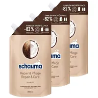 Schauma Shampoo Repair & Pflege Nachfüllpack (800 ml), Haarshampoo repariert das Haar und sorgt für Geschmeidigkeit, Reparatur-Shampoo für strapaziertes & trockenes Haar, 3x 800 ml