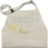 Kinderschürze Schürze Kinder Jungen Mädchen - Kochschürze - Sternekoch Lehrling Name - 7-14 Jahre - Natur Weiß - kinderkochschürze koch kinderkochschürzen kind kochen kochschürzen - 7-13 Jahre