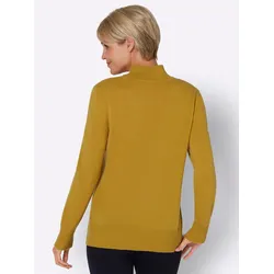 Stehkragenpullover CLASSIC "Kaschmir-Pullover", Damen, Gr. 36/38, gelb (ocker, meliert), 100% Kaschmir, unifarben, Langarm, Pullover