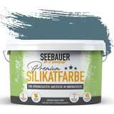 SEEBAUER diy Silikatfarbe Dunkelblau 5L für Innen (No. 800 Baltic Sea) Atmungsaktive Mineralfarbe für Allergiker - Abwaschbare Wandfarbe - Blautöne hohe Deckkraft