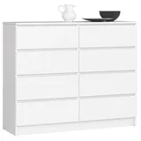 akord furniture factory AKORD K120 Weiß 120 cm, 8 Schubladen B120 x H99 x T40 cm