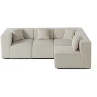 Lisa Design Arty - modulares Ecksofa rechts 5-Sitzer - Cord , Beige - Beige