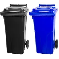 Proregal 2-Rad-Mülltonne MGB HDPE-Kunststoff 120 Liter Grau/Schwarz & Blau
