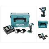 Makita DTD 154 RAJ Akku Schlagschrauber 18 V 175 Nm 1/4" Brushless + 2x Akku 2,0 Ah + Makpac