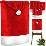 Kesser KESSER® Premium Weihnachtsstuhlüberzug Set Stuhlhussen für Weihnachten Nikolausmütze Stuhlbezug Husse Weihnachtsdeko für Stühle Überzieher - Stuhlabdeckung im weihnachtlichen Design