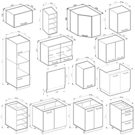 Vicco Winkelküche R-Line L-Form 237 x 247 cm Weiß Hochglanz/Anthrazit