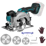 ONEVAN Akku Handkreissäge, Bürstenlos Akku Mini Kreissäge für Makita 18V, 7000RPM Tauchkreissäge Schnitttiefe 48mm, 0-45°, mit 3 Sägeblättern (125mm, 140mm, 150mm) (ohne Batterie)